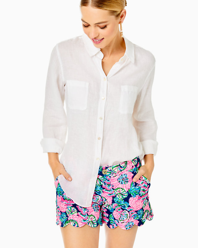 Sea View Linen Button Down Top | Lilly Pulitzer Outlet | Lilly Pulitzer Outlet - LillypulitzerOutlets