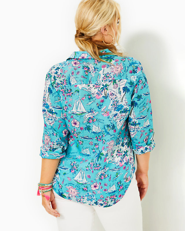Sea View Linen Button Down Top | Lilly Pulitzer Outlet - LillypulitzerOutlets