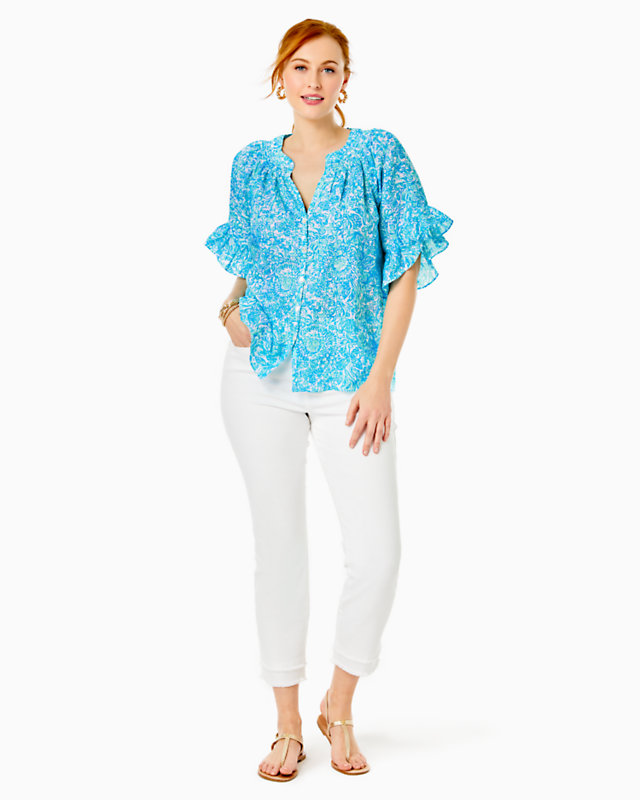 Tayla Short Sleeve Linen Top | Lilly Pulitzer Outlet - LillypulitzerOutlets
