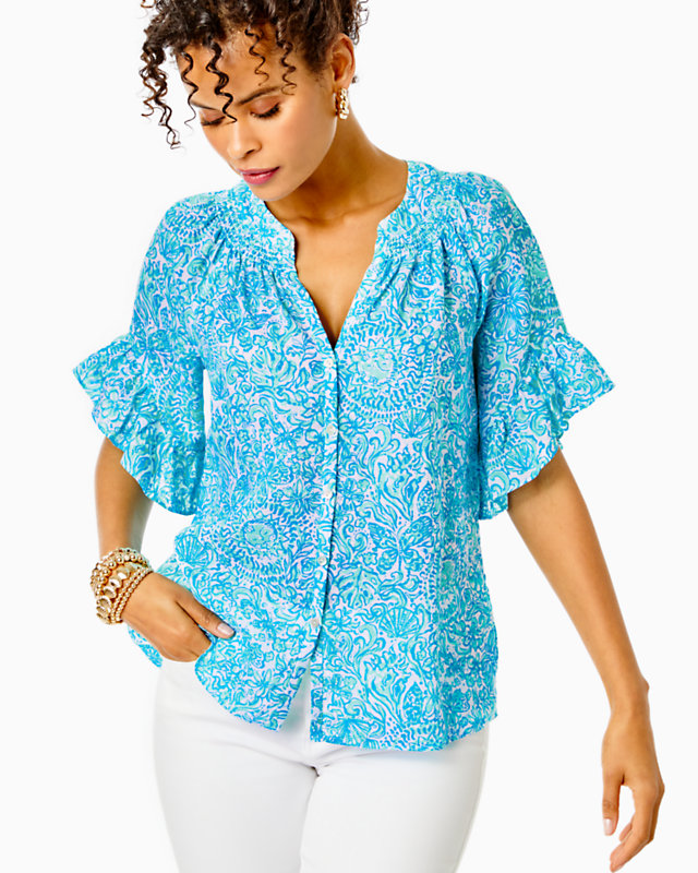 Tayla Short Sleeve Linen Top | Lilly Pulitzer Outlet - LillypulitzerOutlets