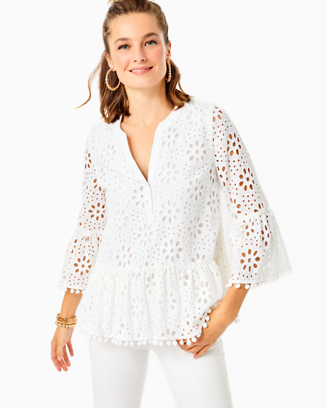 Bekah 3/4 Sleeve Eyelet Top | Lilly Pulitzer Outlet | Lilly Pulitzer Outlet - LillypulitzerOutlets