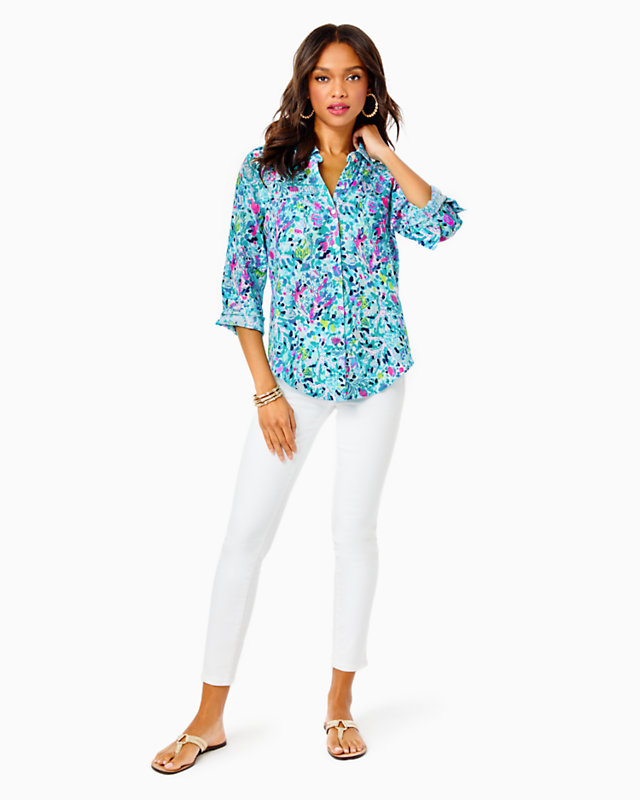 Sea View Linen Button Down Top | Lilly Pulitzer Outlet | Lilly Pulitzer Outlet - LillypulitzerOutlets
