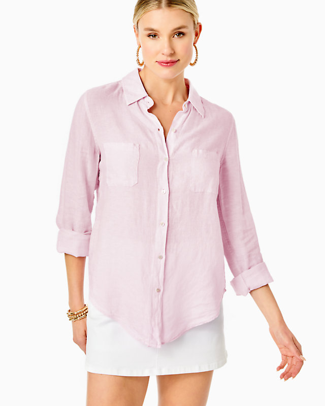 Sea View Linen Button Down Top | Lilly Pulitzer Outlet | Lilly Pulitzer Outlet - LillypulitzerOutlets