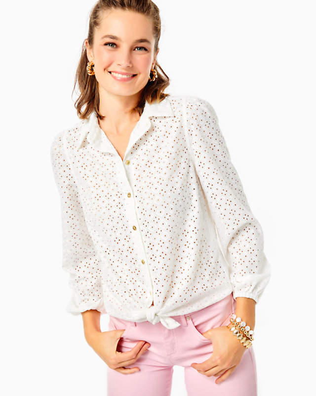 Sea Breeze Eyelet Button Down Top | Lilly Pulitzer Outlet | Lilly Pulitzer Outlet - LillypulitzerOutlets