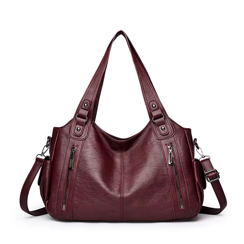 Pu shoulder bag fashionable temperament zipper opening design daily commuter handbag