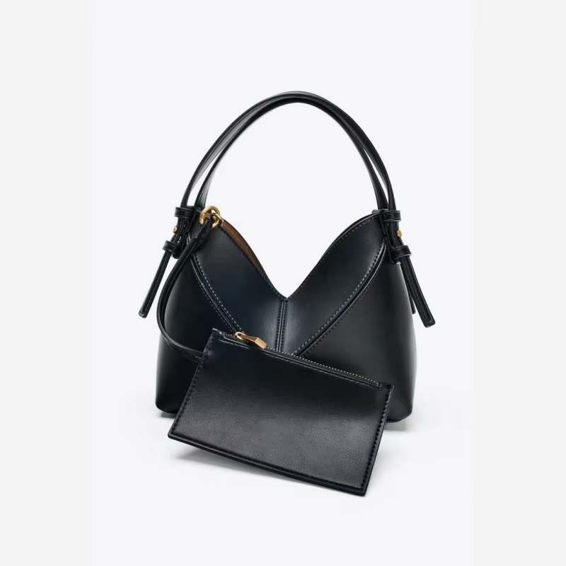 Women's Crossbody Bucket Bag, Luxury Designer Mini Tote Bag for Ladies, Solid Color New Fashion Shoulder Handbags with Wallet