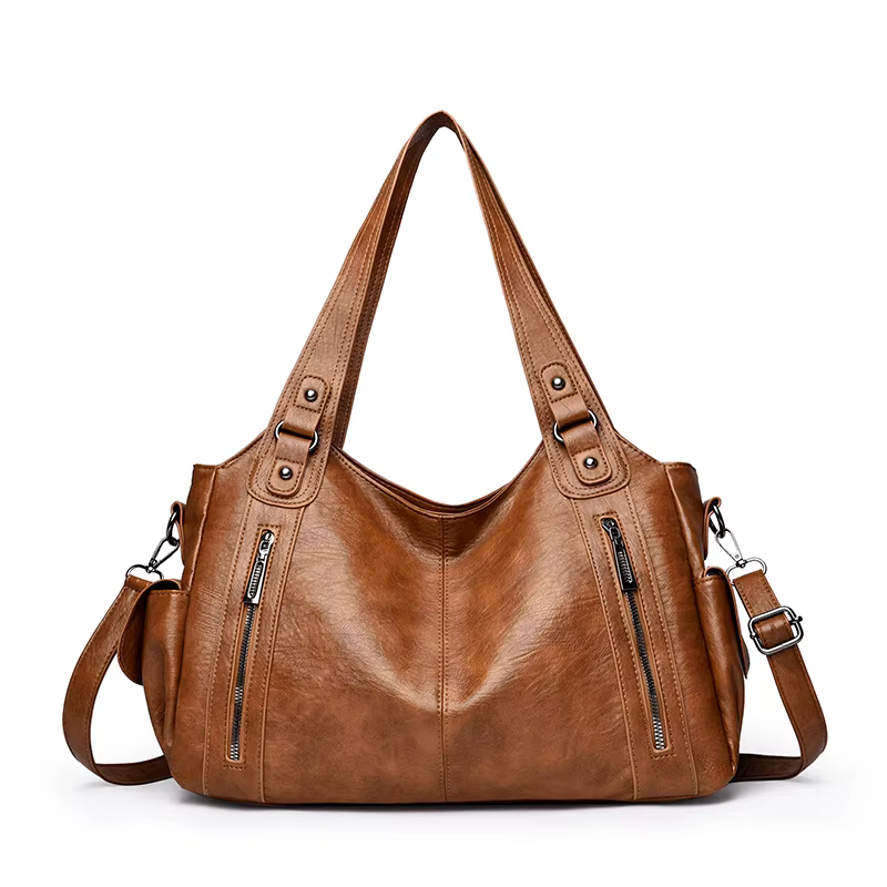Pu shoulder bag fashionable temperament zipper opening design daily commuter handbag