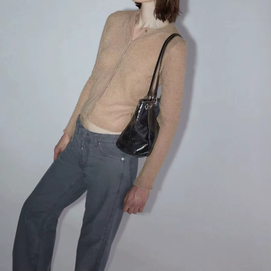 Pa wl Practical Commuter Tote Bag Burst Crack Genuine Leather One Shoulder Crossbody Bag Women