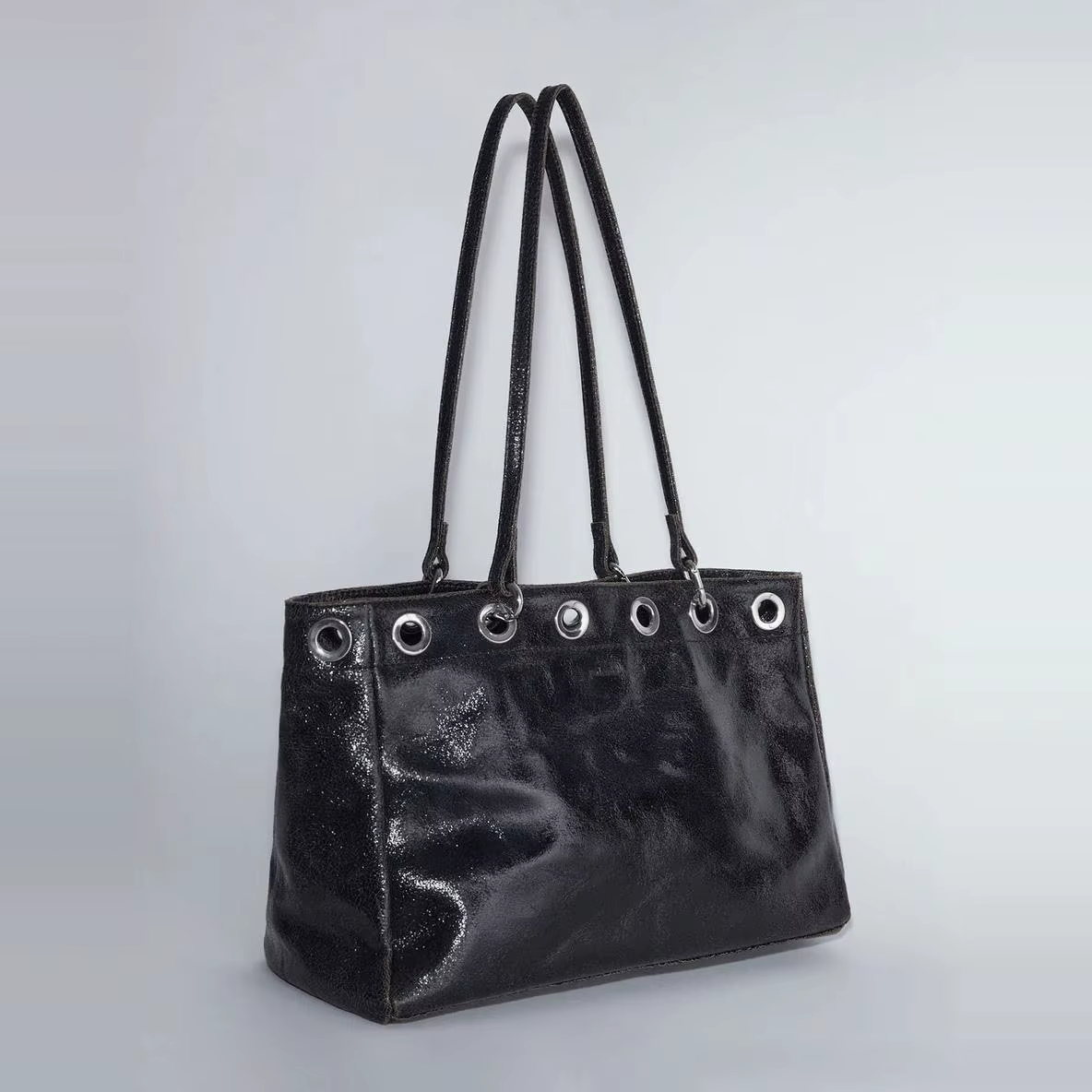 Pa wl Practical Commuter Tote Bag Burst Crack Genuine Leather One Shoulder Crossbody Bag Women