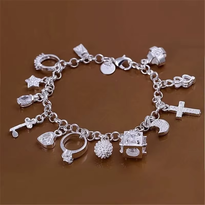 Bracelet European and American Silver Fashion Thirteen Pendant Bracelet Women
