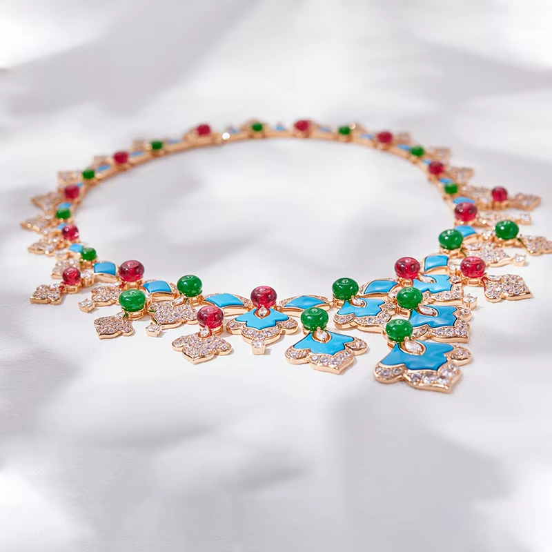 Costume Jewelry Round Brilliant Cut Four Claw Setting Zircon Necklaces  Jewelry for Women Gift