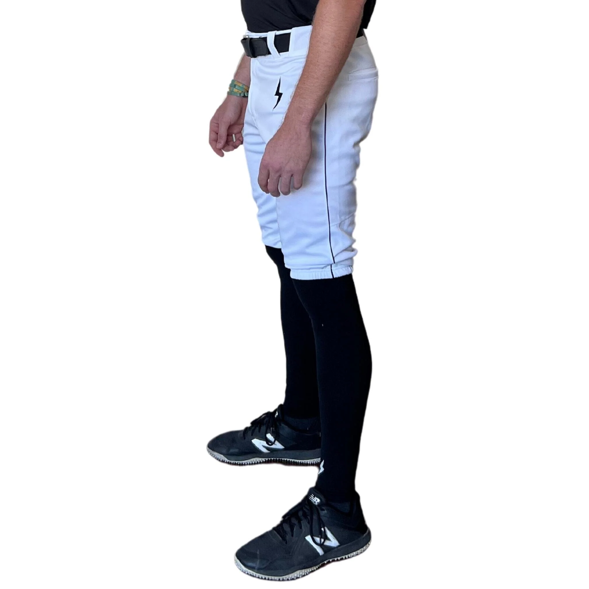 BRUCE BOLT Premium Pro Baseball Short - WHITE w/ Black - LLBeanoutlets