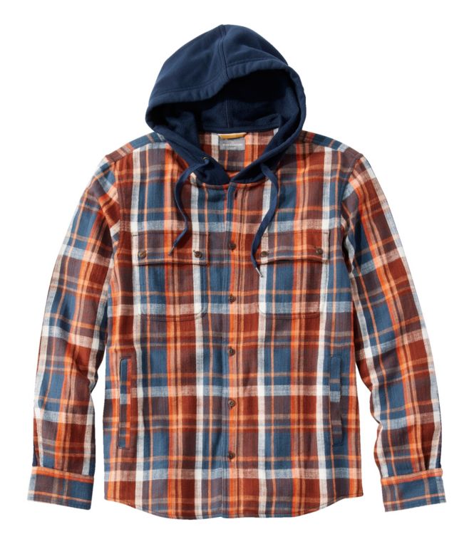 Men's Signature Heritage Textured Flannel, Hooded Shirt Jac, Plaid - LLBeanoutlets