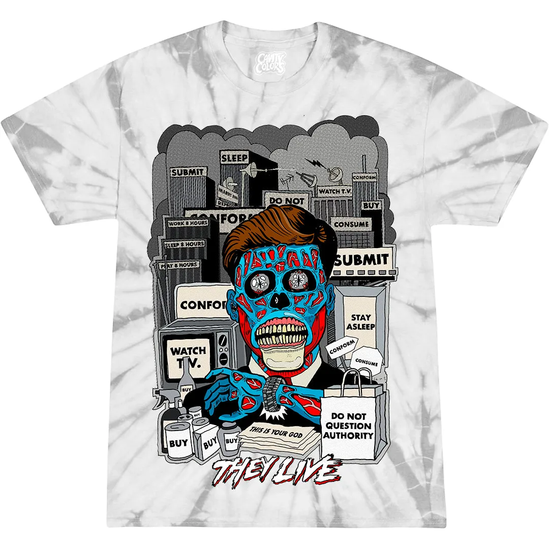 THEY LIVE: OPEN YOUR EYES - T-SHIRT (SUBLIMINAL GRAY TIE DYE) - LLBeanoutlets