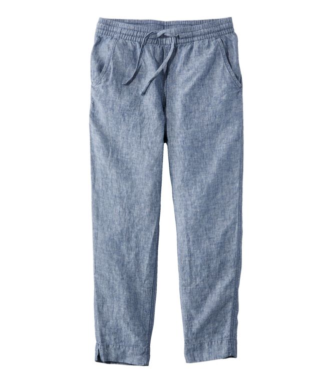 Women's Premium Linen Breezy Pull-On Ankle Pants, Mid-Rise Tapered-Leg - LLBeanoutlets