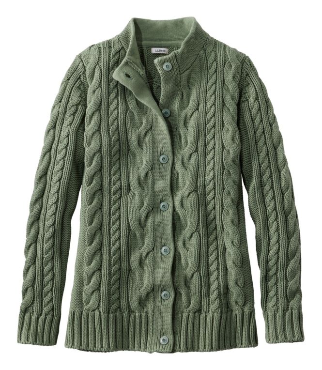 Women's Double L® Cable Sweater, Button-Front Cardigan - LLBeanoutlets