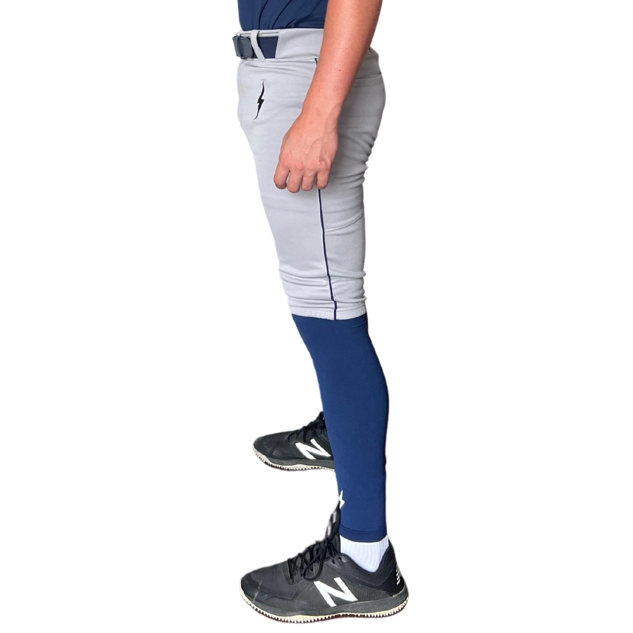 BRUCE BOLT Premium Pro Baseball Short - GREY w/ Navy - LLBeanoutlets