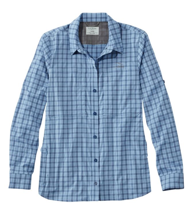 Women's Tropicwear Pro Stretch Shirt, Long-Sleeve Plaid - LLBeanoutlets