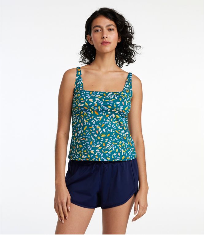 Women's New Currents Swimwear, Squareneck Tankini Top Print - LLBeanoutlets