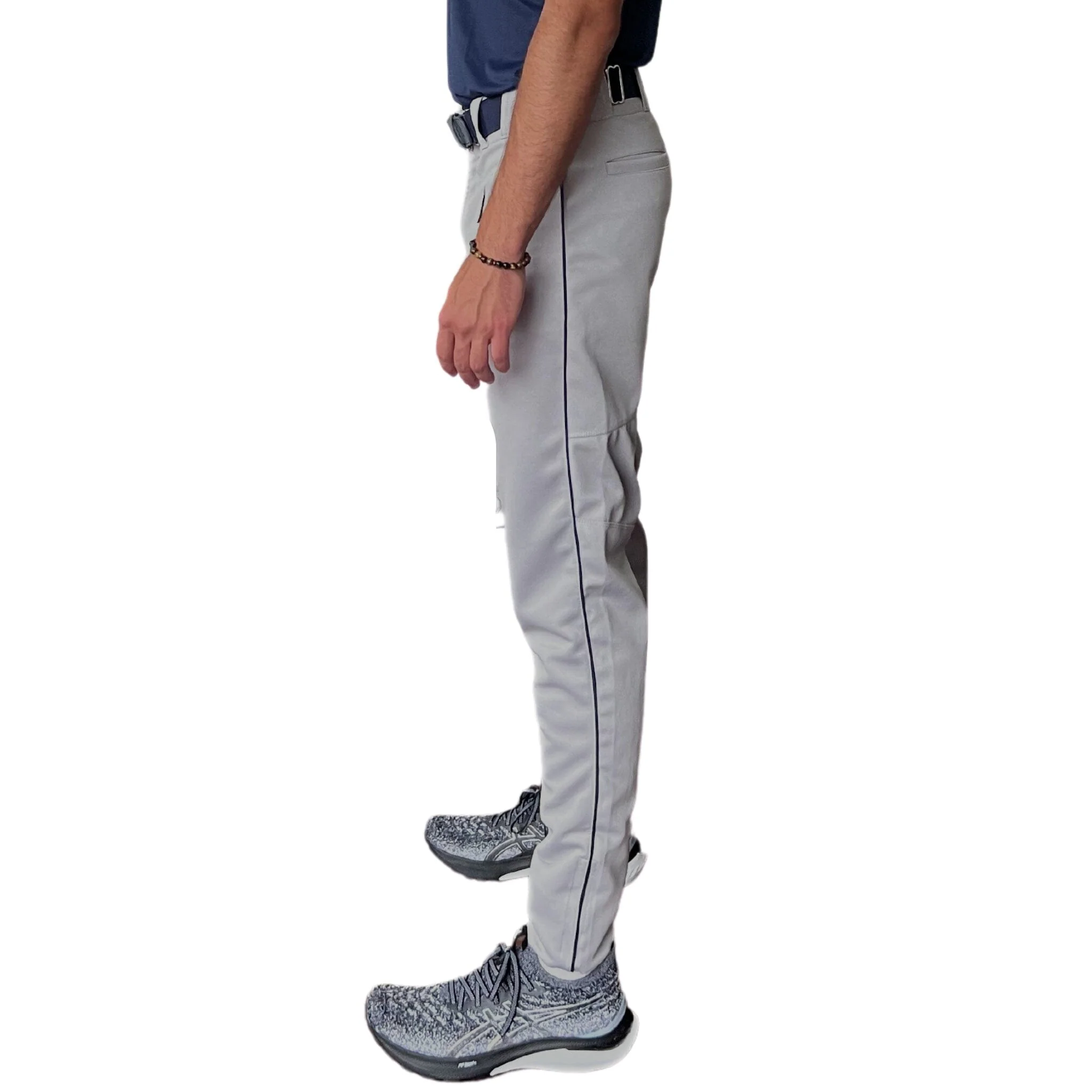 BRUCE BOLT Premium Pro Baseball Pant - GREY w/ Navy Piping - LLBeanoutlets