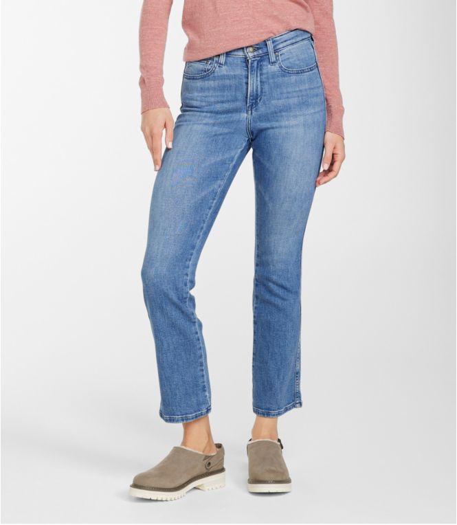 Women's L.L.Bean Everyday Stretch Jeans, High-Rise Mini Bootcut Ankle - LLBeanoutlets