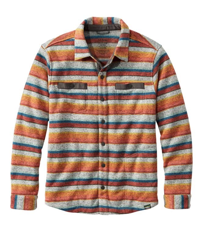 Men's Bean's Sweater Fleece Shirt Jac, Print - LLBeanoutlets