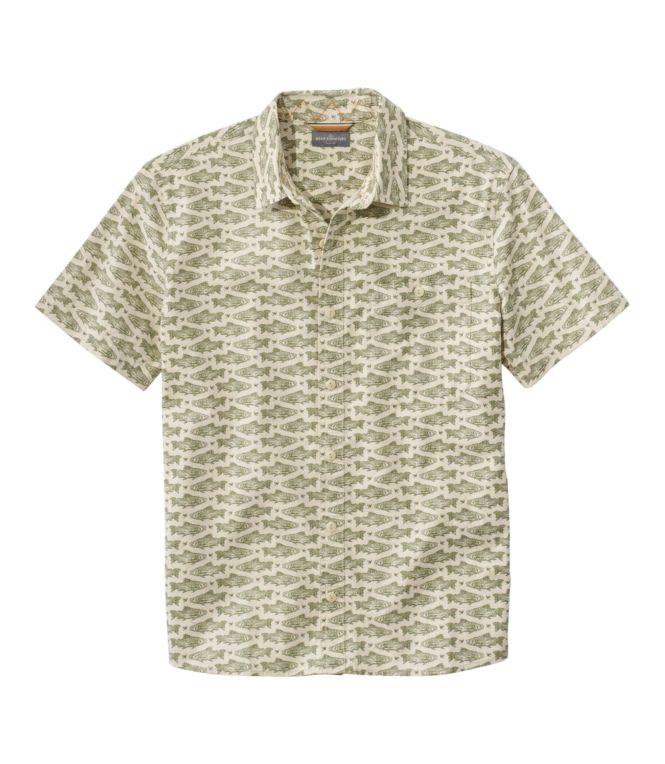 Men's Signature Woven Cotton Shirt, Short-Sleeve, Slim Fit - LLBeanoutlets