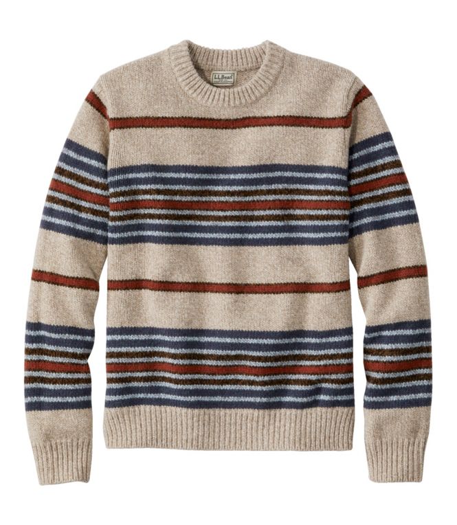 Men's Bean's Classic Ragg Wool Sweater, Crewneck, Stripe - LLBeanoutlets