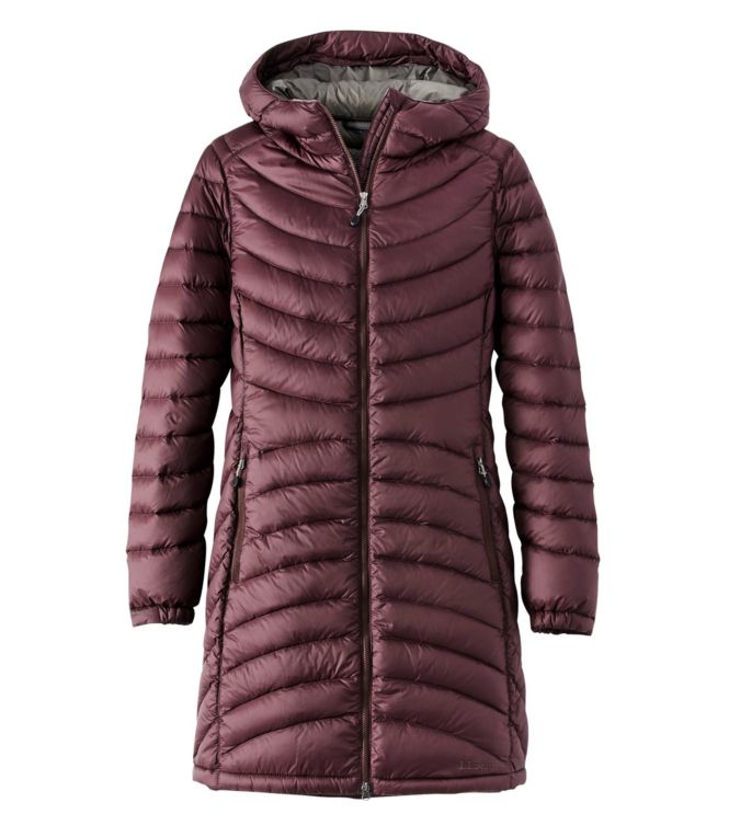 Women's Ultralight 850 Down Hooded Coat, Three-Quarter Length - LLBeanoutlets