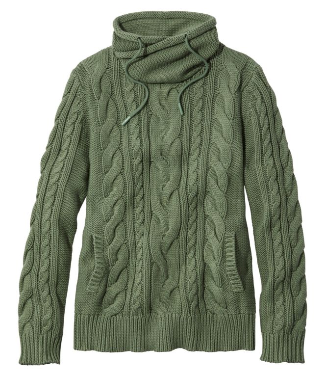 Women's Double L® Mixed-Cable Sweater, Funnelneck - LLBeanoutlets