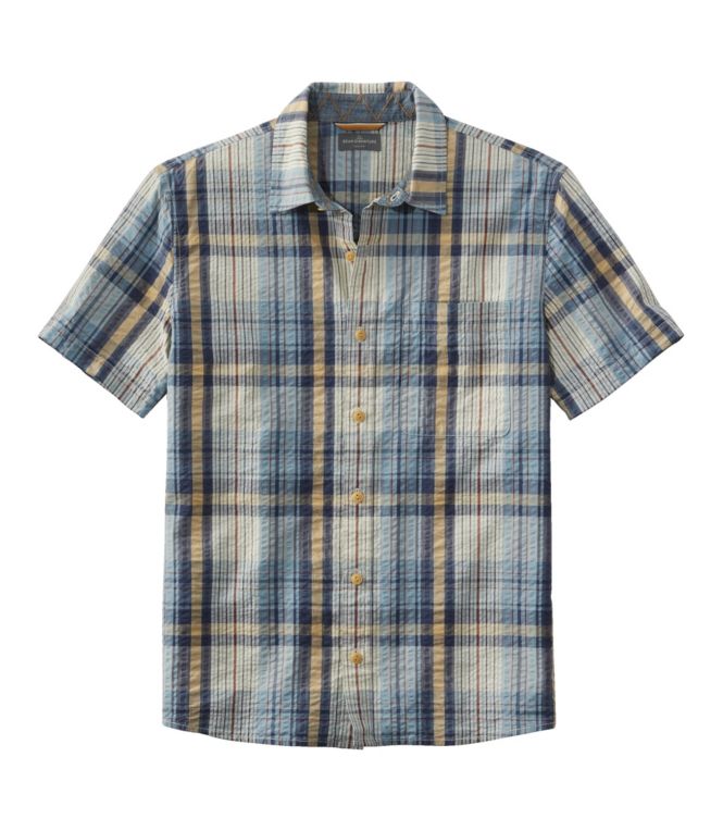 Men's Signature Seersucker Madras Shirt, Short-Sleeve - LLBeanoutlets