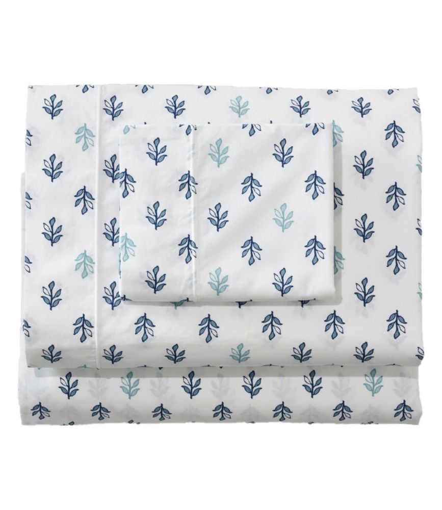 Sunwashed Percale Sheet Collection, Leaf Print - LLBeanoutlets
