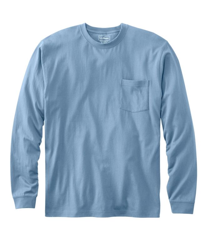 Men's Carefree Unshrinkable Tee with Pocket, Traditional Fit, Long-Sleeve - LLBeanoutlets