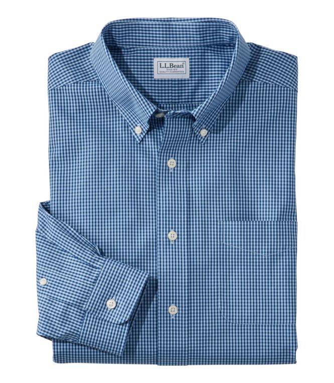 Men's Wrinkle-Free Pinpoint Oxford Cloth Shirt, Traditional Fit Tattersall - LLBeanoutlets