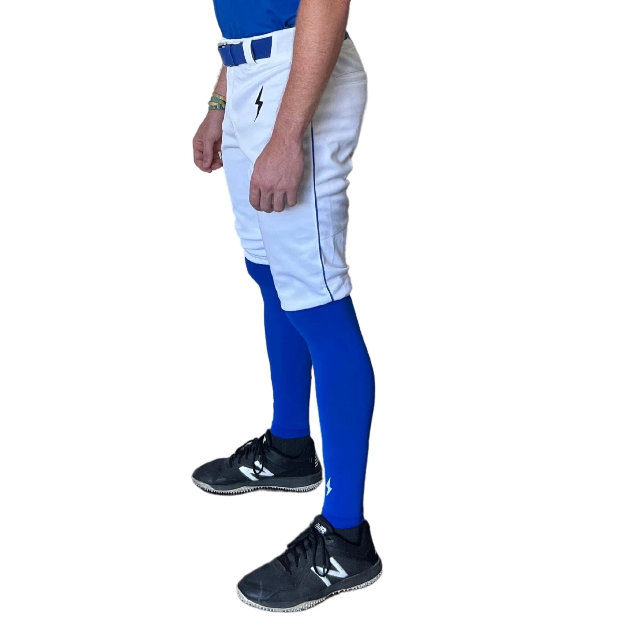 BRUCE BOLT Premium Pro Baseball Short - WHITE w/ Royal - LLBeanoutlets