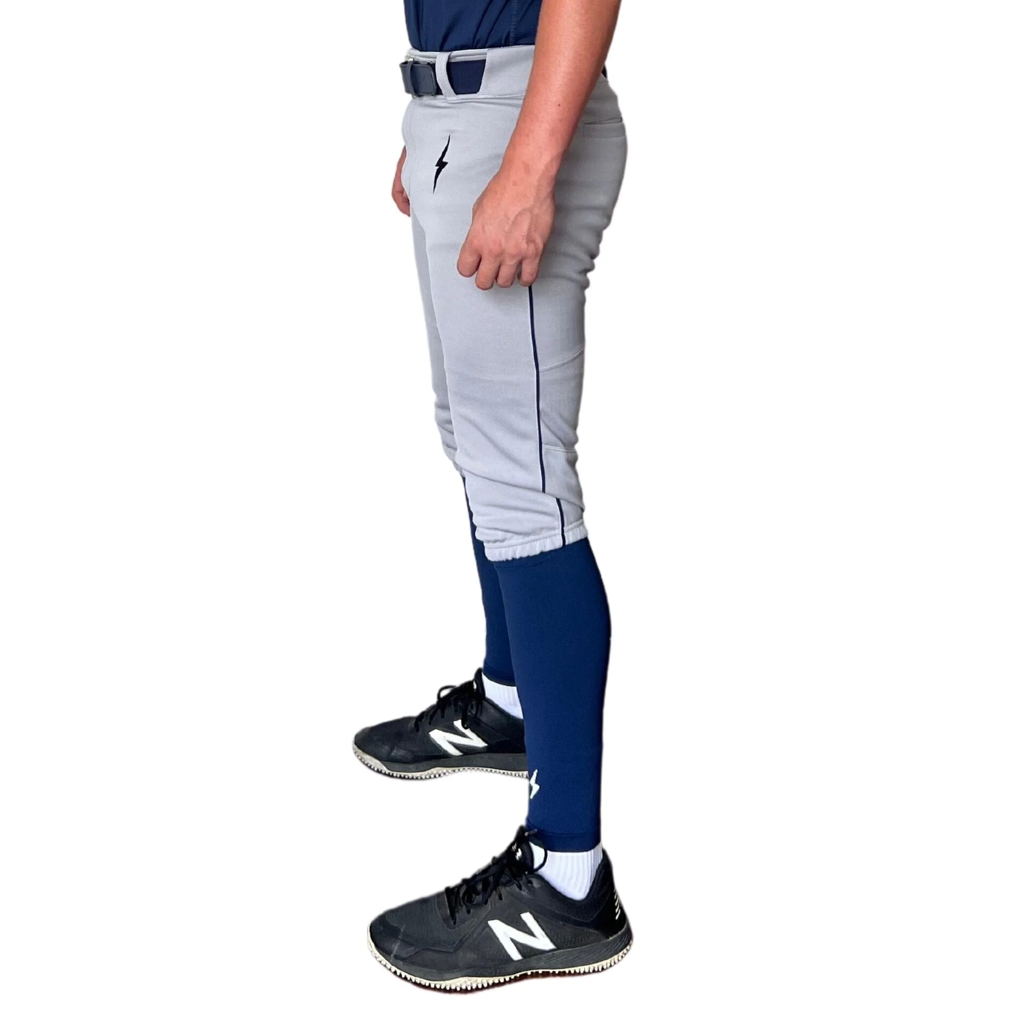 BRUCE BOLT Premium Pro Baseball Knicker - GREY w/ Navy - LLBeanoutlets