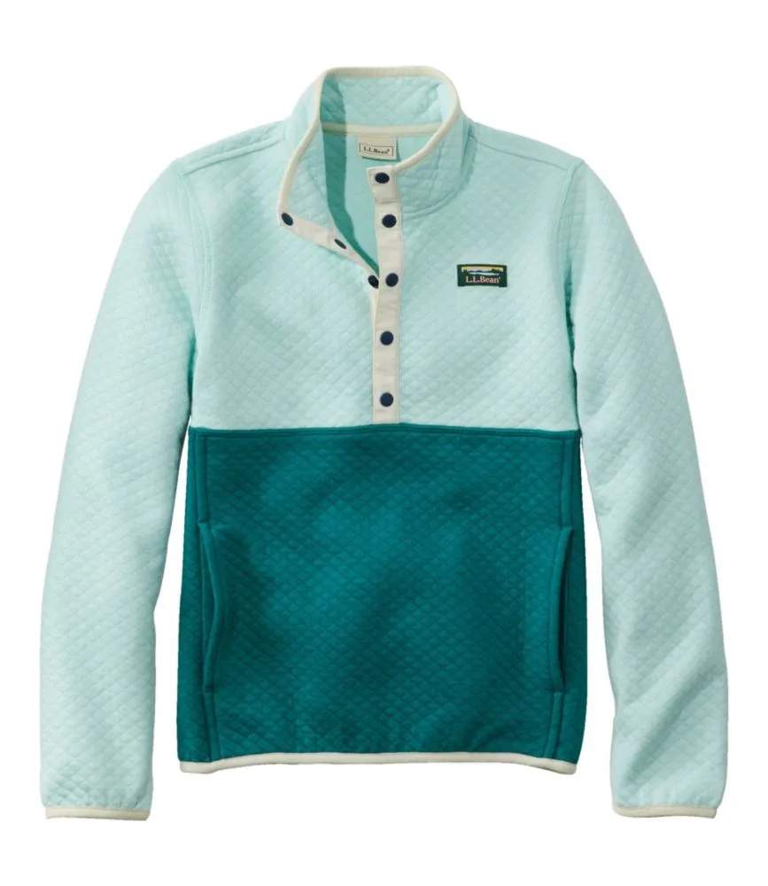 Kids' Quilted Quarter-Snap Pullover, Colorblock - LLBeanoutlets
