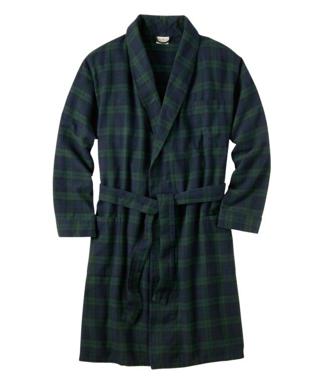 Men's Scotch Plaid Flannel Robe - LLBeanoutlets