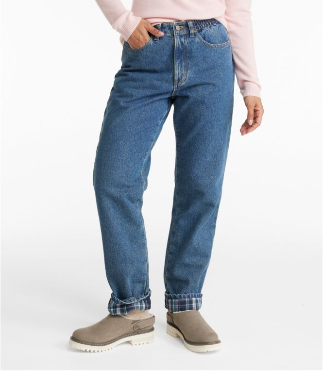 Women's Double L? Jeans, Ultra High-Rise Comfort Waist Tapered Leg Flannel-Lined - LLBeanoutlets
