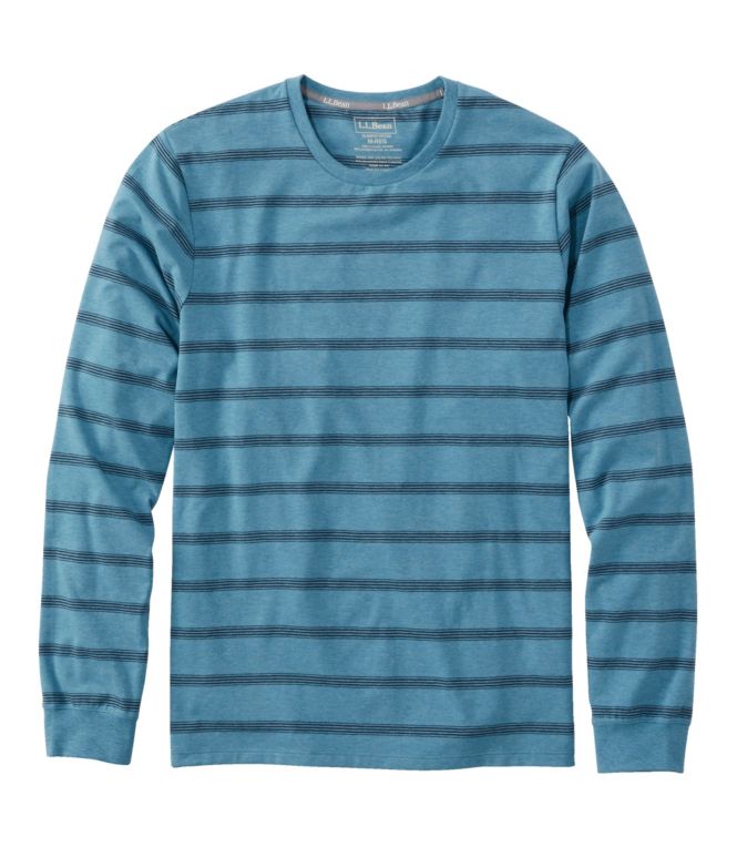 Men's Comfort Stretch Pima Tee Shirt, Long-Sleeve, Stripe - LLBeanoutlets