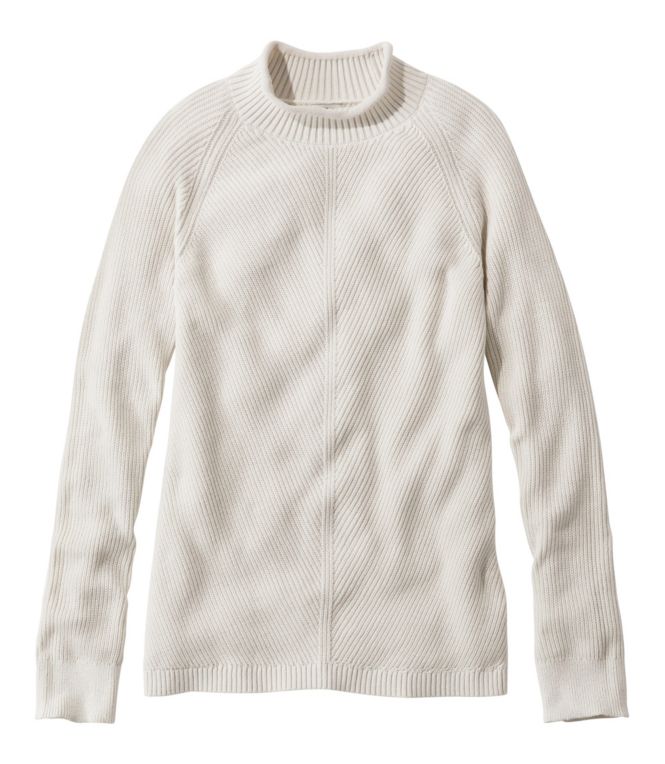 Women's Cotton Shaker-Stitch Sweater, Funnelneck - LLBeanoutlets