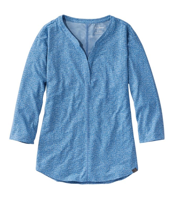 Women's Streamside Tee, Three-Quarter-Sleeve Splitneck, Print - LLBeanoutlets