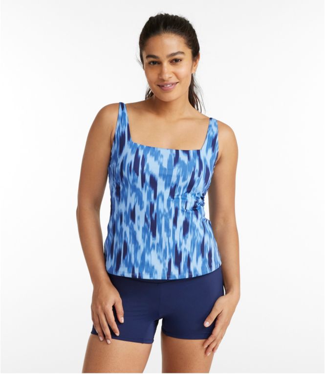 Women's New Currents Swimwear, Squareneck Tankini Top Print - LLBeanoutlets