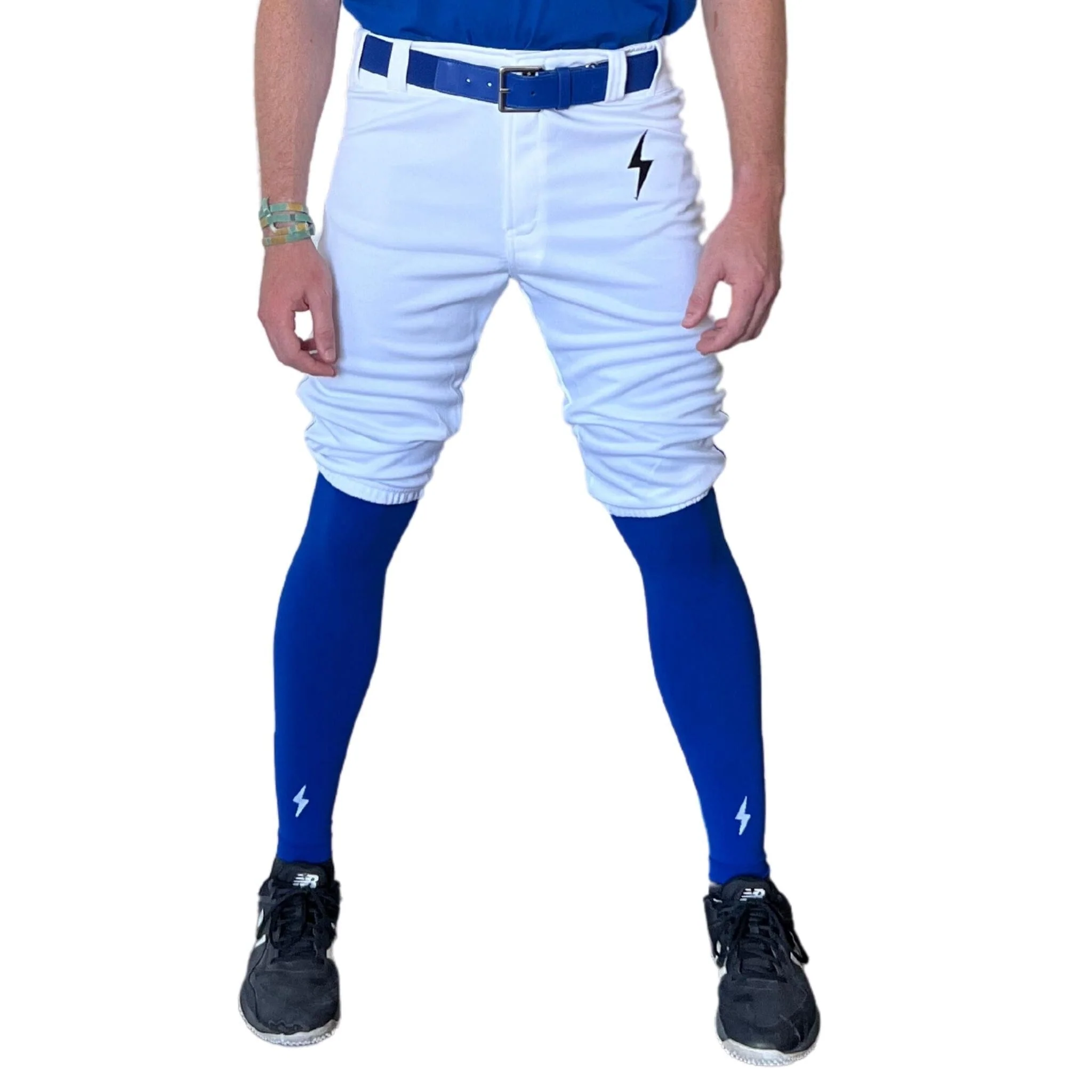 BRUCE BOLT Premium Pro Baseball Short - WHITE w/ Royal - LLBeanoutlets
