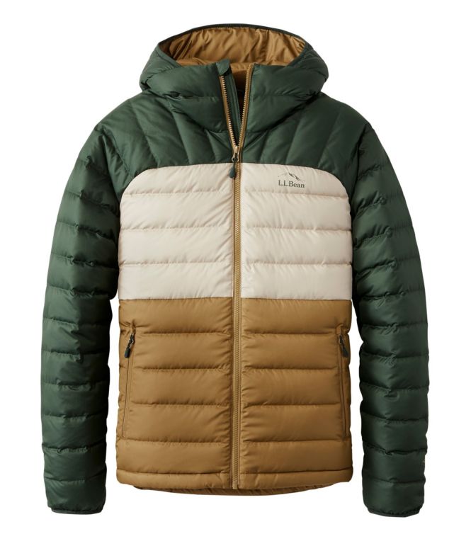 Men's Bean's Down Hooded Jacket, Colorblock - LLBeanoutlets