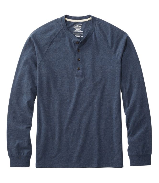 Men's Comfort Stretch Pima Tee Shirt, Long-Sleeve Henley - LLBeanoutlets