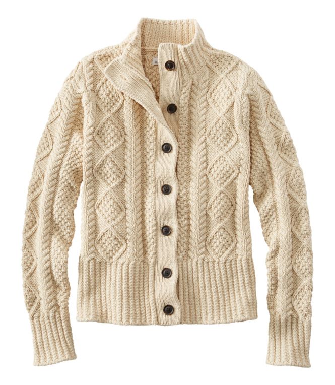 Women's Signature Cotton Fisherman Sweater, Short Cardigan - LLBeanoutlets