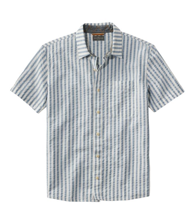Men's Signature Seersucker Madras Shirt, Short-Sleeve - LLBeanoutlets