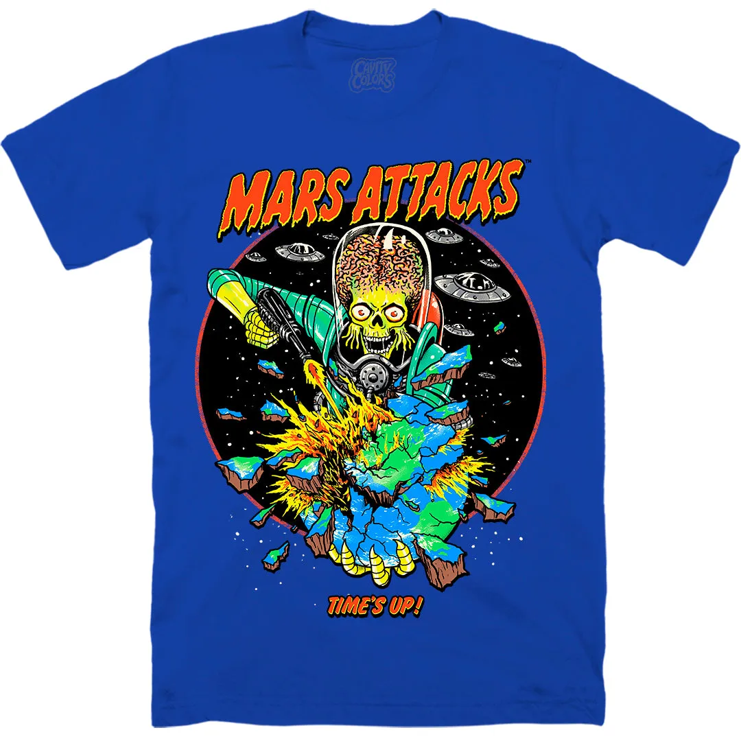 MARS ATTACKS: TIME'S UP - T-SHIRT (RETRO BLUE) - LLBeanoutlets