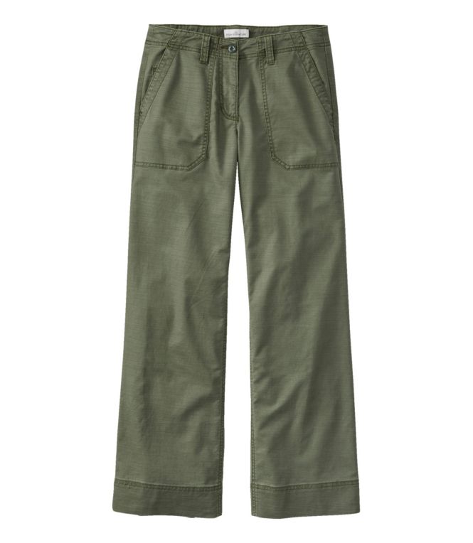 Women's Signature Cotton/TENCEL Utility Pants, Mid-Rise Wide-Leg Ankle-Length - LLBeanoutlets